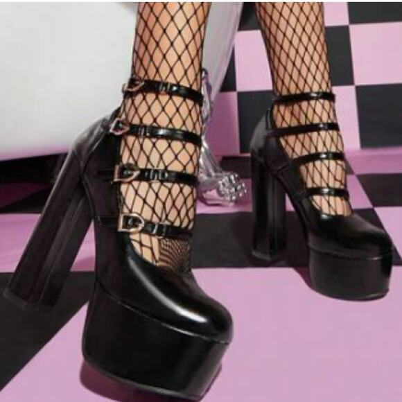 SUGARPUNK Women's 9 Sexy High Heels Platform Sandals Buckle Stripper Shoes Shein - Picture 1 of 10